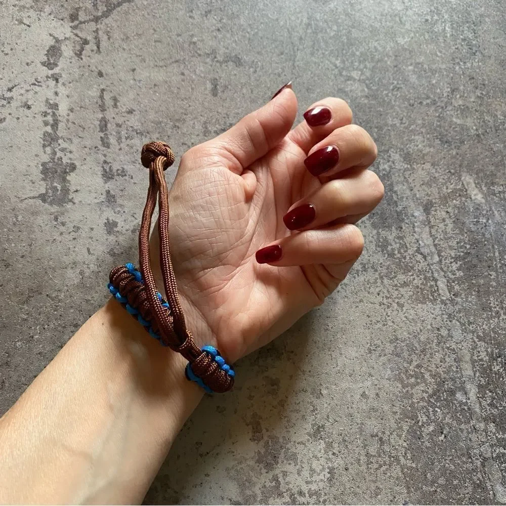 Paracord Bracelet NEW Brown Blue Adjustable Unisex Sporty Handmade USA